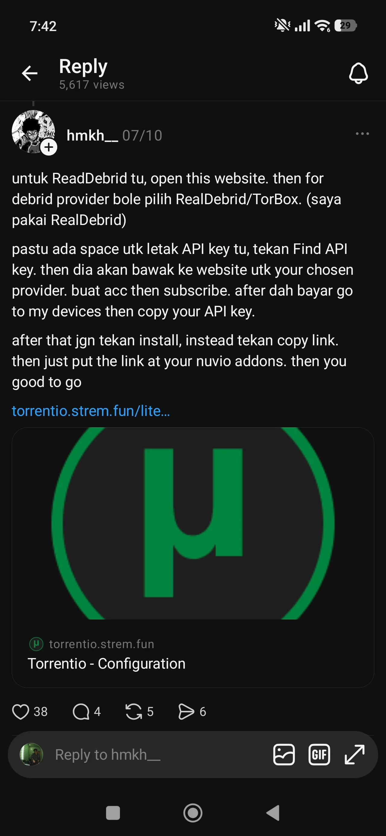 screenshot from Threads