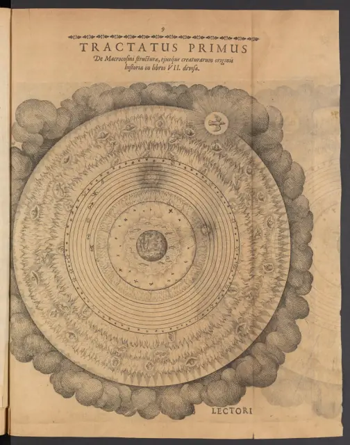 The Structure of the Macrocosm (Tractatus Primus), from Utriusque Cosmi Historia by Robert Fludd; engraved by Johann Theodor de Bry and Matthaeus Merian, 1617