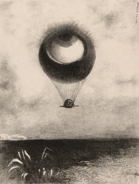 The Eye, Like a Strange Balloon, Moves Towards Infinity (To Edgar Poe, plate 1) by Odilon Redon, 1882