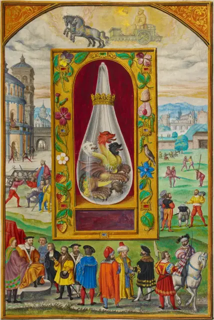 The Sun Flask: Three-Headed Dragon, from Splendor Solis by Anonymous German illuminator, 1582